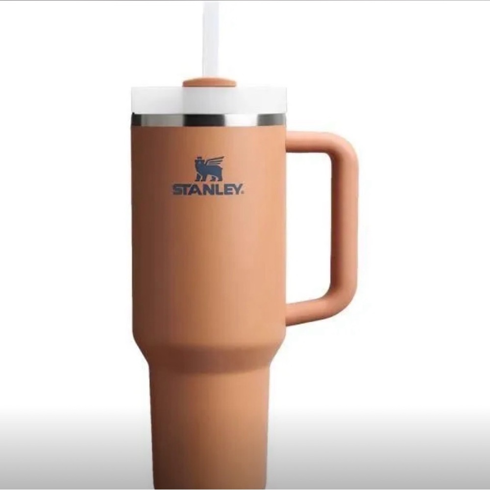 Stanley Tan Tumbler with Handle and Straw